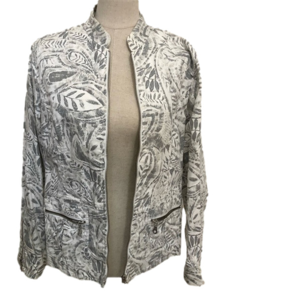 Chico’s Platinum Zip Front Jacket with Zip Pockets and Wrists - Picture 1 of 7